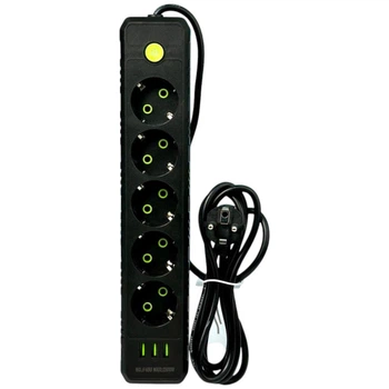 Подовжувач мережі UA Power F45U, 6.0 м., Чорний - 544780