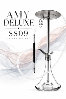 Кальян Amy Deluxe SS09 Stick Steel 80 см Емі Делюкс нержавіюча сталь Стік Стіл різьблення сріблястий