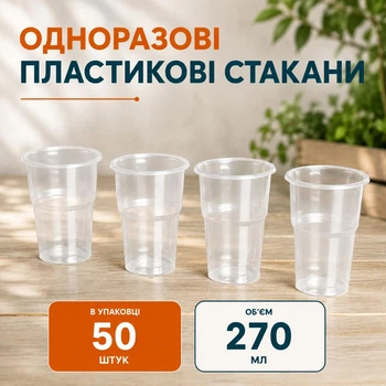 Пластиковые одноразовые стаканы для холодных и горячих напитков 270 мл 50 шт (270 мл)