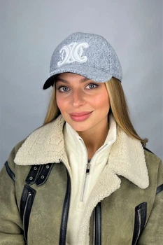 Жіноча зимова бейсболка Сірий з білим Braxton"Lace"з вишивкою