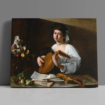 Интерьерная картина Лютнист, Караваджо, Caravaggio, интерьерный декор, 30×37 см (id7009)