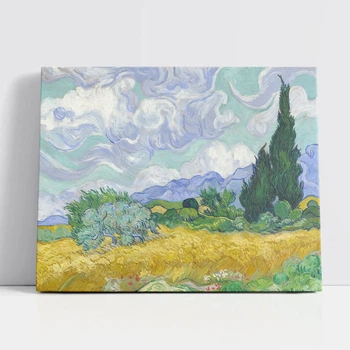 Интерьерная картина Пшеничное поле с кипарисом, Винсент ван Гог, Vincent van Gogh, Wheat Field, интерьерный декор, 30×37 см (id6657)