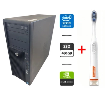 Робоча станція HP Z420 Workstation Tower / Intel Xeon E5-2658 V2 (10 (20) ядер по 2.4 - 3.0 GHz) / 32 GB DDR3 / 480 GB SSD / nVidia Quadro M2000, 4 GB GDDR5, 128-bit / DVD-ROМ б/в + Подарунок Розумна інтерактивна зубна щітка Colgate Connect M1 / Bluetooth