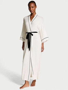 Халат Victoria’s Secret Coconut White Modal Soft Velvet Trim Maxi Robe XS/S Білий (27178897D)