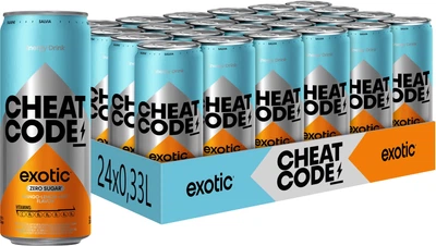 Упаковка безалкогольного энергетического напитка CHEAT CODE Exotic