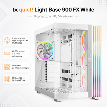 Корпус для ПК be quiet! Light Base 900 FX Midi-Tower без БП E-ATX/XL-ATX/ATX/MicroATX/Mini-ITX ARGB White (BGW72)