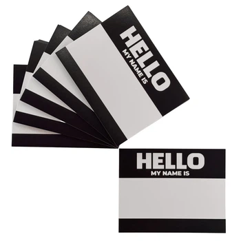 Стикеры "Hello my name is" Черные (50шт)