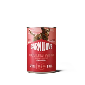 Корм влажный Carnilove Turkey & Reindeer & Wild Boar для собак паштет индейка, оленина и дикий кабан 400 г