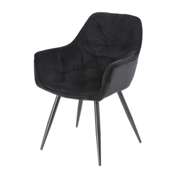 Кухонное кресло с мягкой спинкой Magic Intarsio металл/ткань велюр Черный каркас / Черный