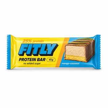 Протеиновый батончик Fitly Protein Bar 25% No Added Sugar, 45 грамм - Кокос-манго