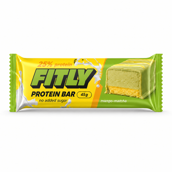 Протеиновый батончик Fitly Protein Bar 25% No Added Sugar, 45 грамм - Манго-матча
