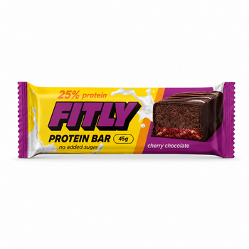 Протеиновый батончик Fitly Protein Bar 25% No Added Sugar, 45 грамм - Шоколад-вишня