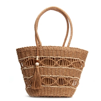 Сумка жіноча із соломи хакі 24x39x14 см PD-W-400778