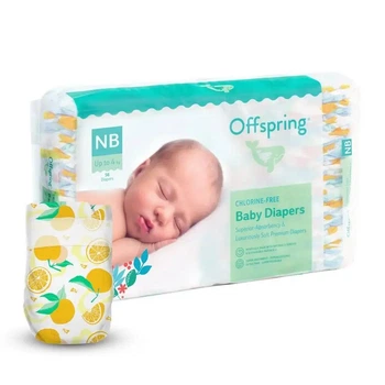 Підгузки дитячі Offspring Розмір NB до 4 кг 56 шт. в упаковці, Апельсин