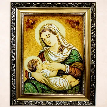 Ікона з бурштину Годуюча - Ікона Божої Матері Гранд Презент 20*30 і-101