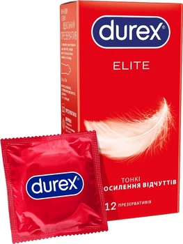 Презервативы латексные с силиконовой смазкой Durex Elite (тонкие) 12 шт (5010232954229)