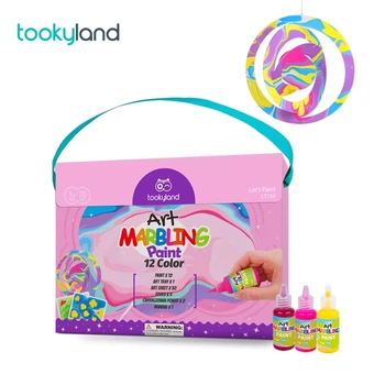 Набір для малювання на воді Tookyland 12 кольорів + 50 аркушів. Marbling . Набір для марморування , ЕБРУ ( LT150 ) інструкція українською мовою