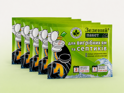 Средство для выгребных ям и септиков Зеленый пакет, 5 шт. х 40 гр. в экологической упаковке.