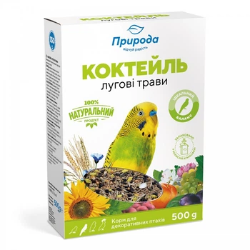 Корм для волнистых попугаев Природа Коктейль луговые травы и семена льна 500 г