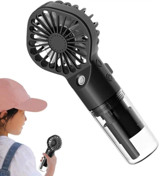 Ручной вентилятор и увлажнитель воздуха на аккумуляторе 2в1 Humidifying Fan трехскоростной мини вентилятор кондиционер с распылением воды, 15.7х6.8 см, черный