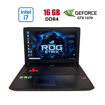 Игровой ноутбук Б-класс Asus ROG Strix GL502VS / 15.6" (1920x1080) IPS / Intel Core i7-6700HQ (4 (8) ядра по 2.6 - 3.5 GHz) / 16 GB DDR4 / 128 GB SSD + 1000 GB HDD / nVidia GeForce GTX 1070, 8 GB GDDR5, 256-bit / WebCam б/у