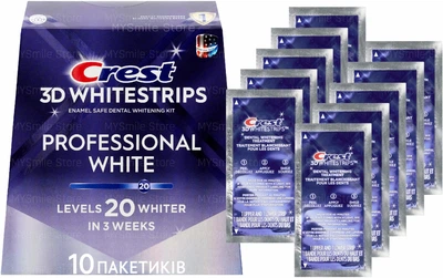 Оригінальні відбілюючі смужки Crest 3D Whitestrips 1/2 курсу Professional Effects ( White ) 10 упаковок, 20 смужок
