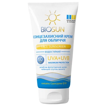Крем для лица солнцезащитный водостойкий BIOSUN, коэнзимы Q10, SPF60, 50 мл - 727930