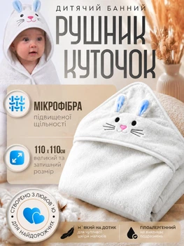 Полотенце уголок для новорожденных детское банное с капюшоном для купания младенцев малышей микрофибра 110х110 см после купания малыша мальчика девочки мягкое гипоаллергенное влаговпитывающее быстросохнущее в роддом для ванной ванны белое