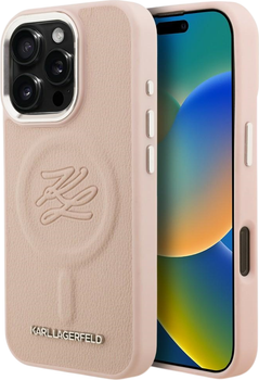 Etui plecki Karl Lagerfeld Initial & Metal Logo MagSafe do Apple iPhone 16 Pro Max Pink (KLHMP16XPGFKLRDP)