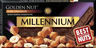 Шоколад Millennium чорний з цілими лісовими горіхами 100г.