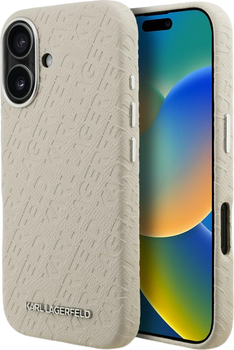 Etui plecki Karl Lagerfeld FW Stamped Karl MagSafe do Apple iPhone 16 Beige (KLHMP16SPGKLFOFE)