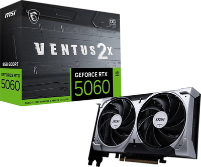 Видеокарта GeForce RTX 5060 8GB MSI Ventus 2X OC (RTX 5060 8G VENTUS 2X OC) Б/У