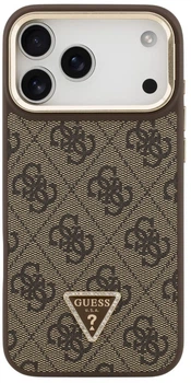 Etui na smartfon Guess 4G PU Triangle Logo & Stand Camera Magsafe do Apple iPhone 17 Pro Max Brown (3666339534462)