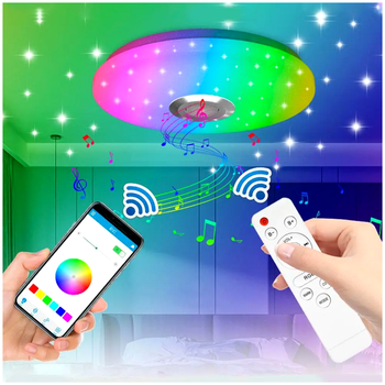 Светильник потолочный 60Вт RGB с Bluetooth колонкой для дома 38 см белый LS-540