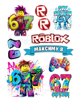Декор на торт Roblox Six Seven 67 Роблокс Шість Сім вафельний папір для торта їстівний друк на вафельному папері харчова вафельна картинка А4 2606264205