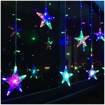 Гирлянда штора 120 LED 8 режимов для дома 3х1 м Звезды RGB LS-364