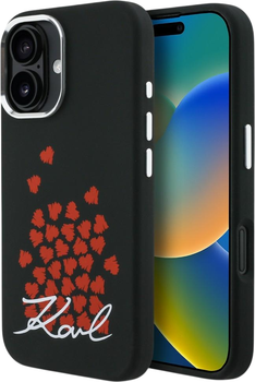 Etui plecki Karl Lagerfeld Silicone Heart Sign Logo MagSafe do Apple iPhone 16 Black (KLHMP16SSMHBKSK)