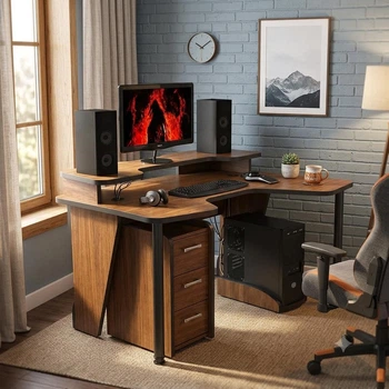 Стол компьютерный COMFORT GTN14 140×87×75 см с надстройкой, из ЛДСП SWISSPAN 16 мм, нагрузка до 150 кг