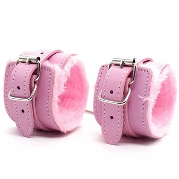 М'які БДСМ-наручники з хутром Honey Fashion Accessories, рожевий (90к008)