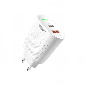 Мережевий зарядний пристрій YOKI Led Series YK-20PD+QC 20W White