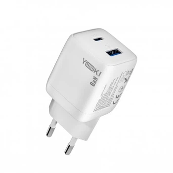 Мережевий зарядний пристрій YOKI PowerGaN YK-GaN35PACB PD&QC 35W (Type-C+USB) White