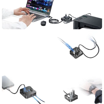 USB-концентратор SAMZHE 3.0, высокоскоростная 4-портовая док-станция расширения, удлинительный кабель-конвертер для ноутбука с разъемом питания, 1,5 метра, черный, HUB02