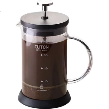 Кофеварка CLITON Glass French Press с фильтром-корзиной, домашняя кофемашина с фильтром для заваривания кофе методом пуровер.