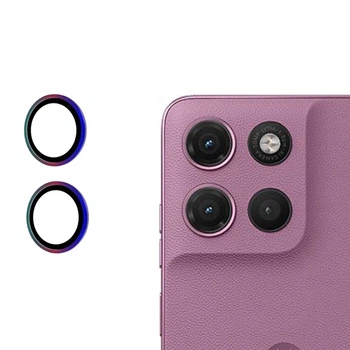 Защитное стекло на камеру CD Pattern для Motorola Moto G67 / G77 с рамкой разноцветный