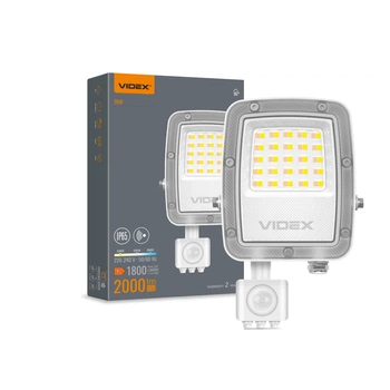 LED прожектор VIDEX F5 20W 3000-5000-6500K с датчиком движения 230V White VL-F5-020CW-S 29260