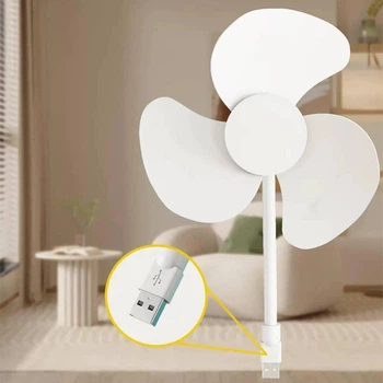 Вентилятор Mini Fan F017 с гибким шнуром, питание от USB (18 см), белый (0075)