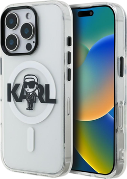 Etui plecki Karl Lagerfeld IML Karl Sketch Logo MagSafe do Apple iPhone 16 Pro Max Transparent (KLHMP16XHGKIGKBT)