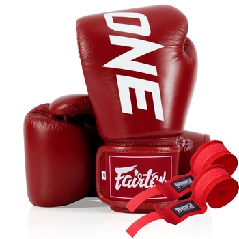 Боксерские перчатки Fairtex BGV1-ONE (натуральная кожа) Red 12 унций (бинты в комплекте)