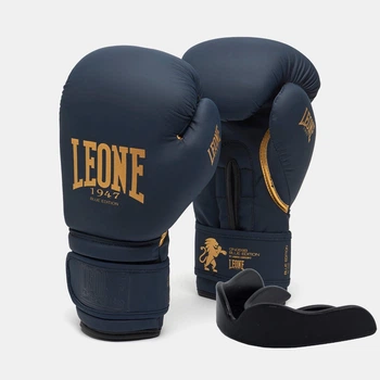 Боксерские перчатки Leone GN059B Blue Edition 16 унций (капу в комплекте)