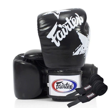 Боксерские перчатки Fairtex BGV1 Nation Print Black 16 унций (бинты в комплекте)